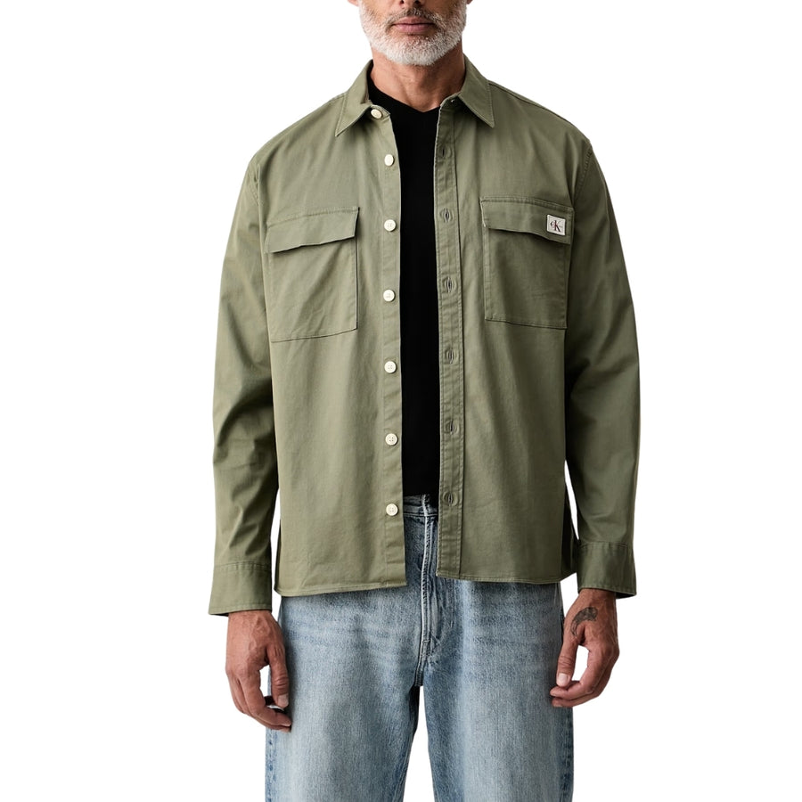 Overshirt Calvin Klein uomo Easy Comfort in cotone kaki