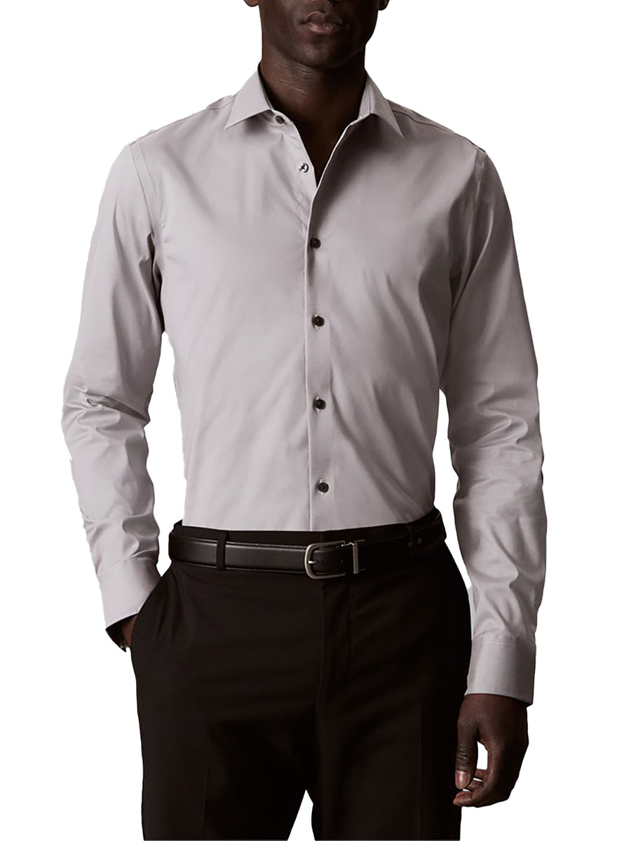 Camicia Calvin Klein uomo slim in cotone stretch grigio
