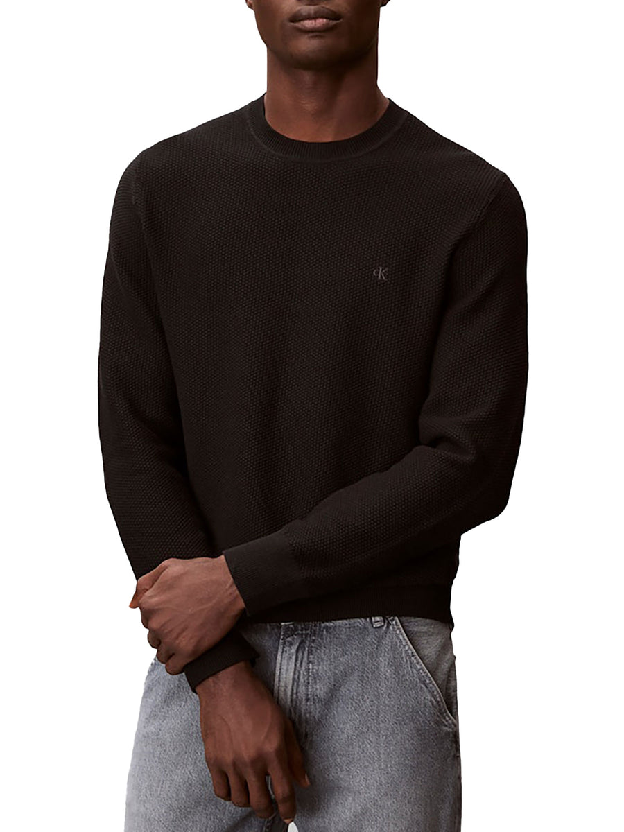 Maglia Calvin Klein uomo girocollo in cotone lavorato nero