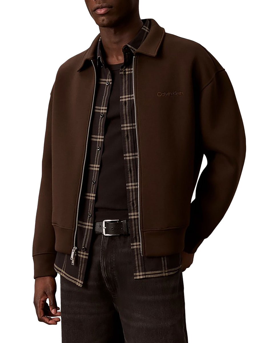 Felpa Calvin Klein uomo con zip Cooling Spacer moro