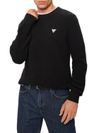 Maglia Guess Jeans uomo girocollo con piccolo logo triangolare nero