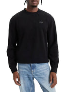 Felpa Guess Jeans uomo girocollo con piccolo logo scritto nero