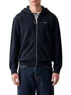 Felpa Guess Jeans con zip e cappuccio reg fit french rib blu