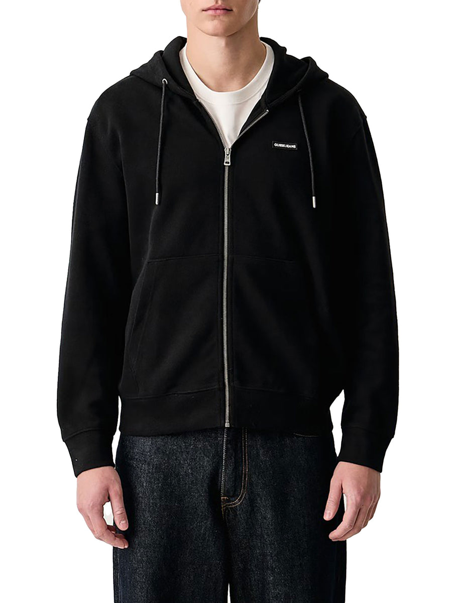 Felpa Guess Jeans uomo con zip e cappuccio nero