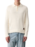 Polo Guess Jeans uomo in maglia con lavorazione waffle panna