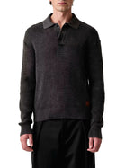 Polo Guess Jeans uomo in maglia con lavorazione waffle nero