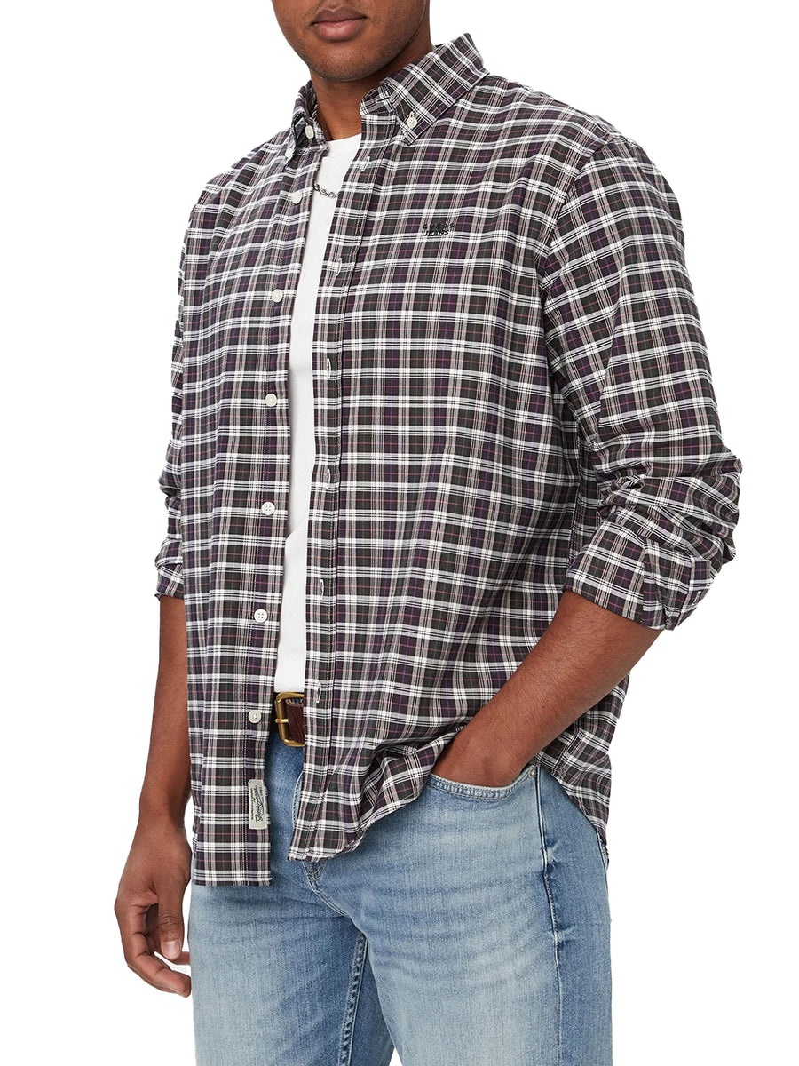 Camicia Guess Jeans uomo a quadri con colletto button-down blu multi