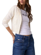 Cardigan con zip GJ modello cable panna