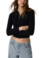 Cardigan con zip GJ modello cable nero