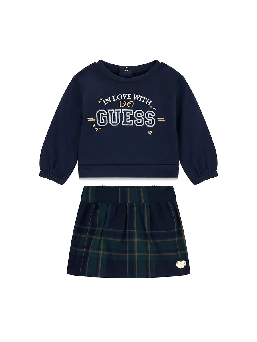 Completo due pezzi Guess neonata compl. 2 pz. ( maglia+gonna ) check blu