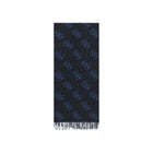 Sciarpa Guess uomo Boston jacquard con monogram e frange blu