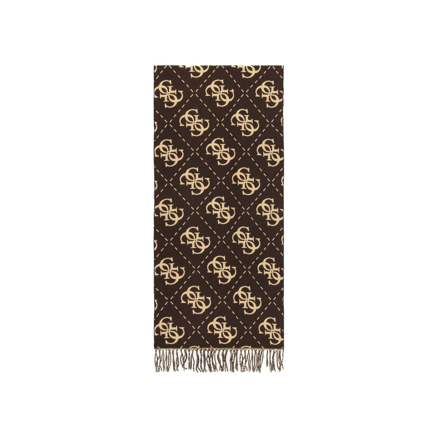 Sciarpa Guess uomo Boston jacquard con monogram e frange moro
