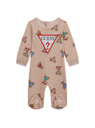 Tutina con piedini Guess neonata tutina allover bear con logo rosa