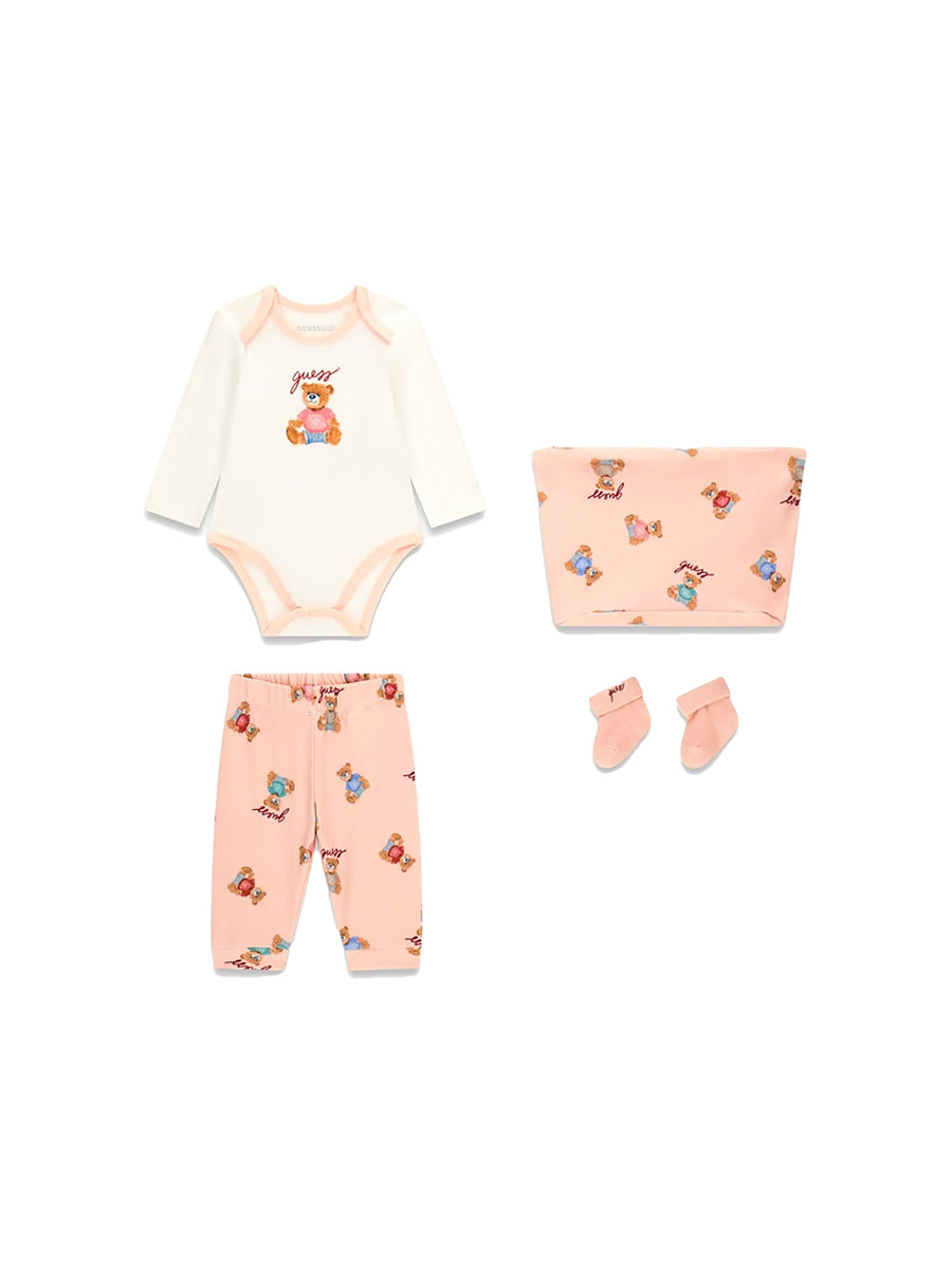 Completo Guess neonata compl. 3 pz. (body+pant.+calze) bear rosa