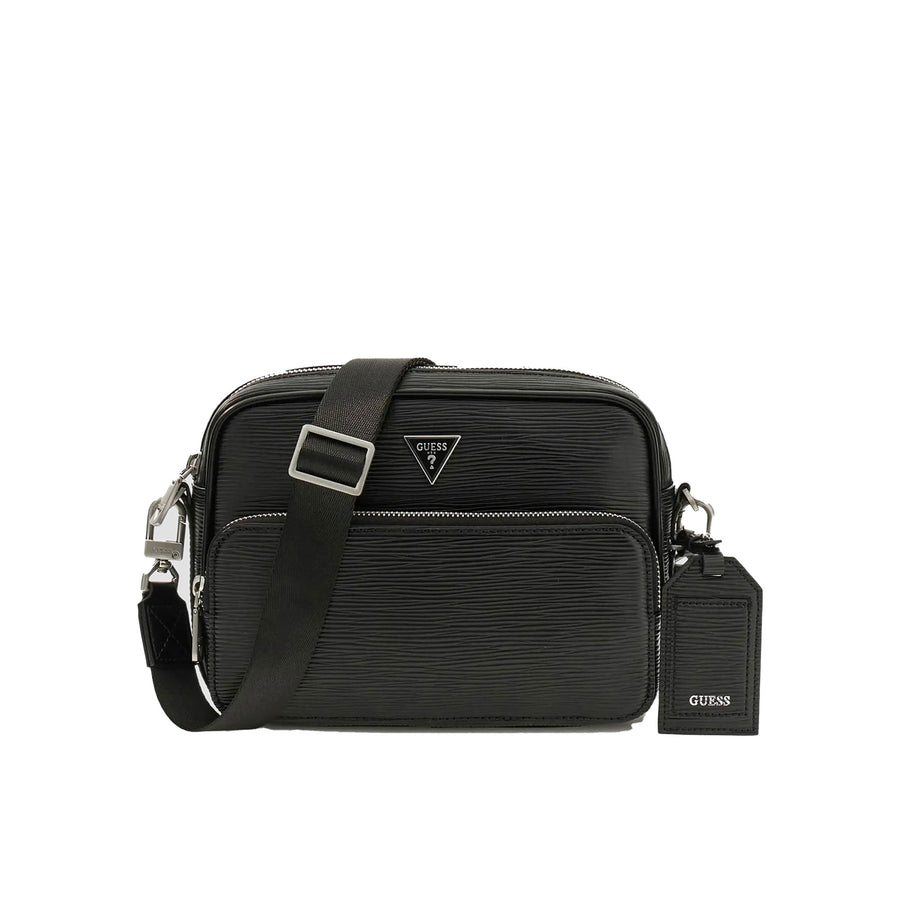 Borsa Guess uomo Milano a tracolla con doppia zip nero