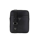 Borsa Guess uomo Milano a tracolla piatta con fibbia frontale nero