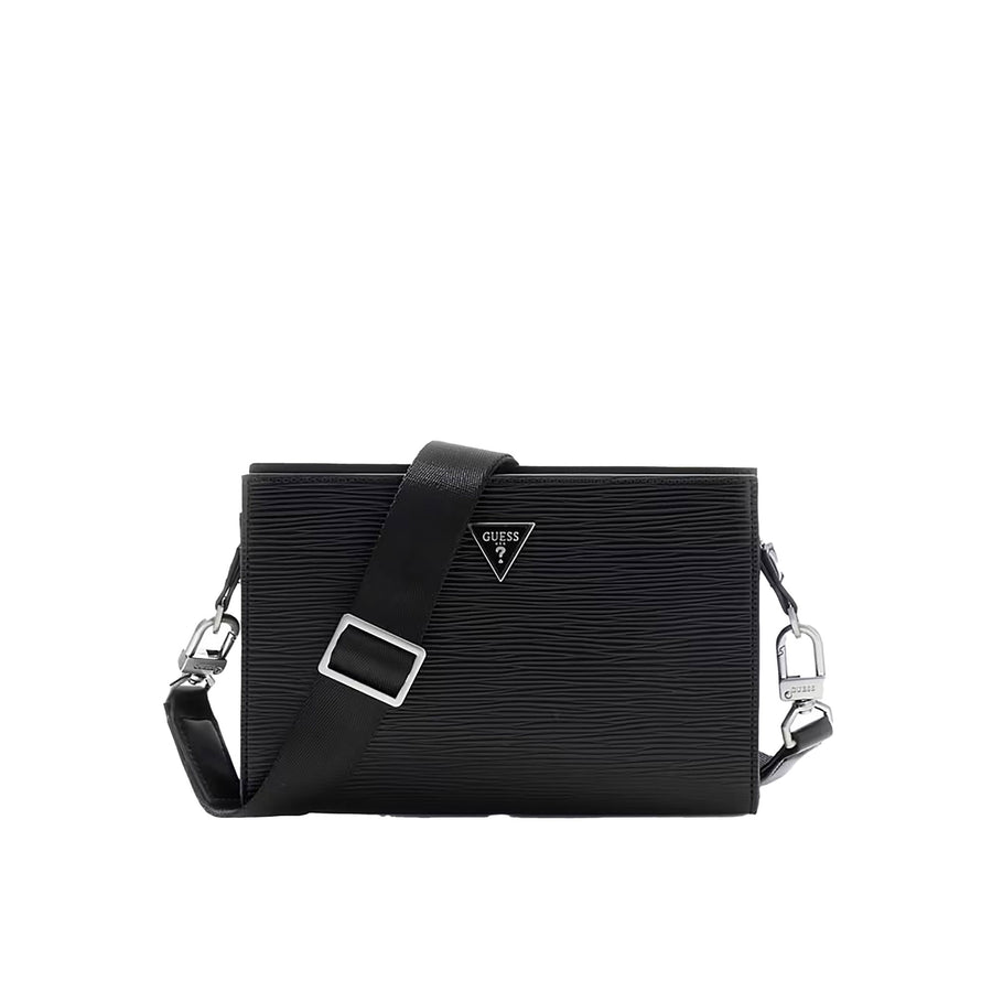 Borsa Guess uomo Milano a tracolla con pochette frontale nero