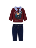 Completo due pezzi Guess neonato compl. 2 pz. ( felpa+jeans ) oxford vino