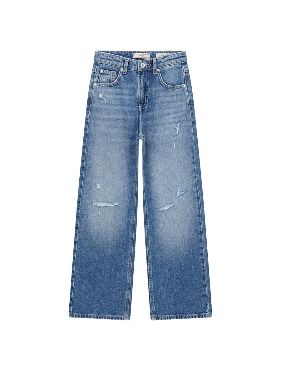 Jeans cinque tasche Guess bambina 90s damages in denim medio
