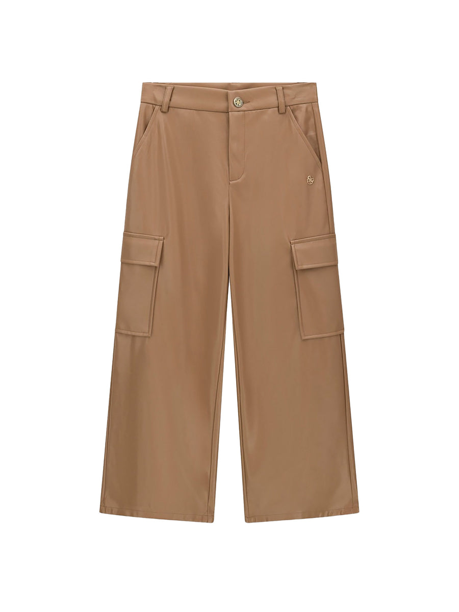Pantaloni cargo Guess bambina cargo wide leg pu sabbia