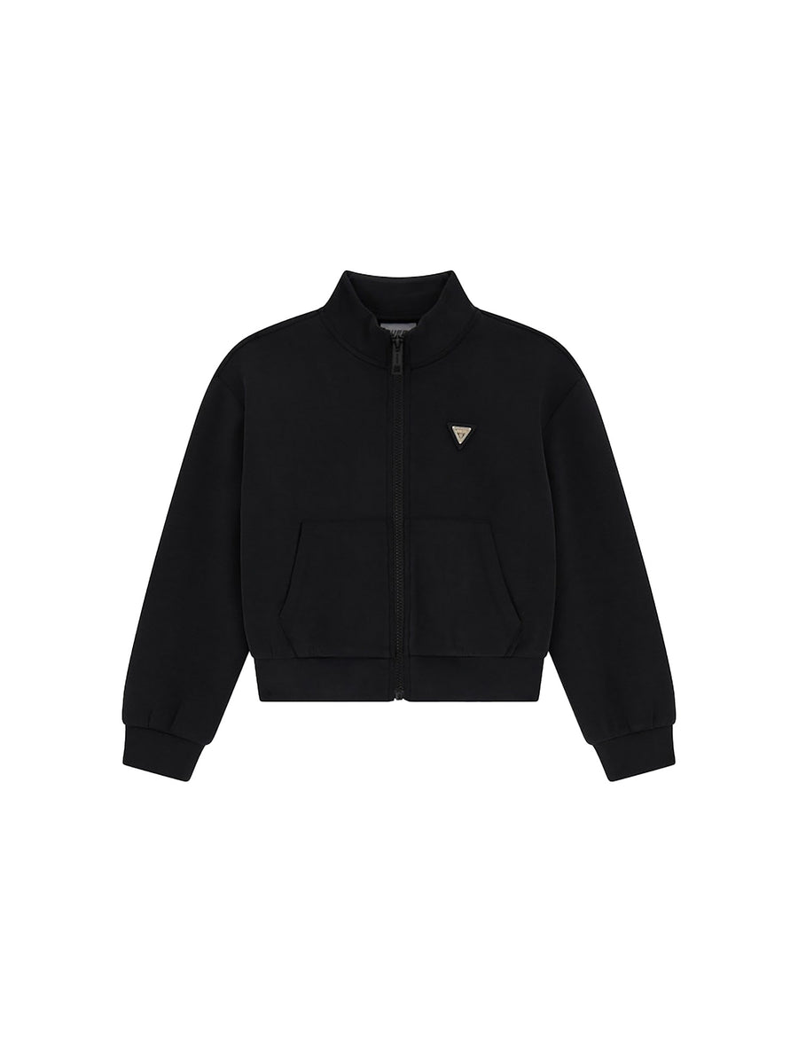 Felpa con zip Guess bambina con logo nero