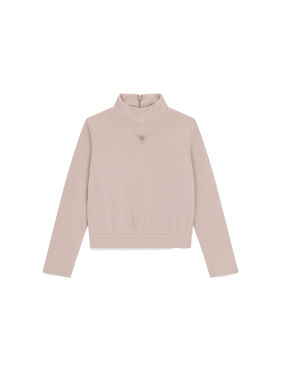 Felpa girocollo Guess bambina a collo alto malva