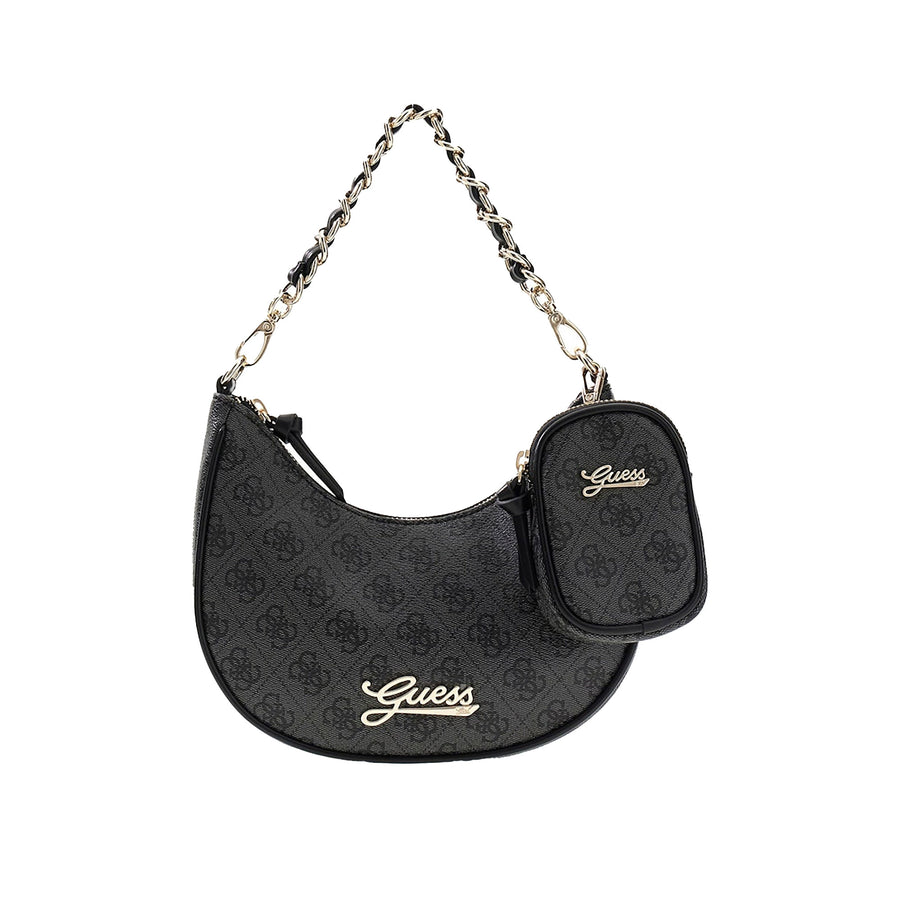 Borsa a spalla Guess bambina hobo bag 4g con logo nero