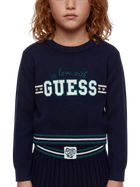 Completo Guess bambina due pezzi con maglia e gonna plissettata blu