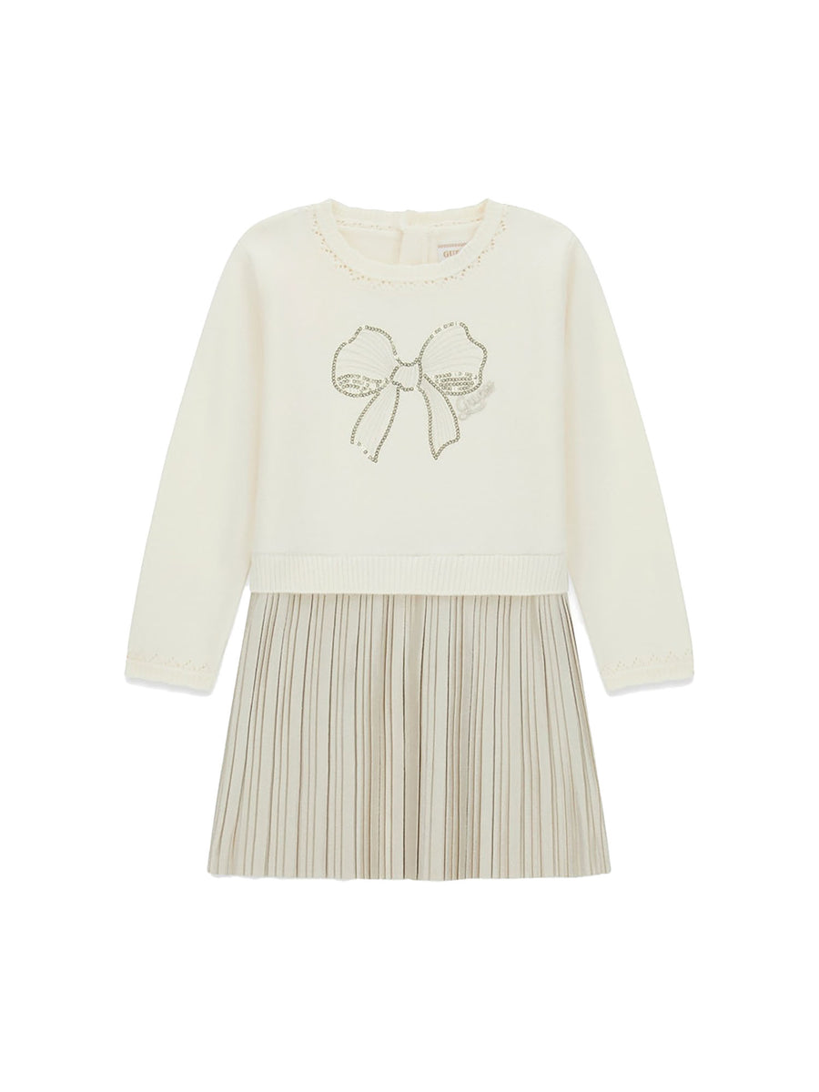 Abito longuette Guess bambina mixed fabric crema