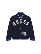 Felpa girocollo Guess bambino bt. stile varsity con logo blu
