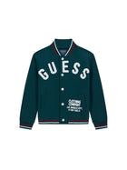 Felpa girocollo Guess bambino bt. stile varsity con logo verde