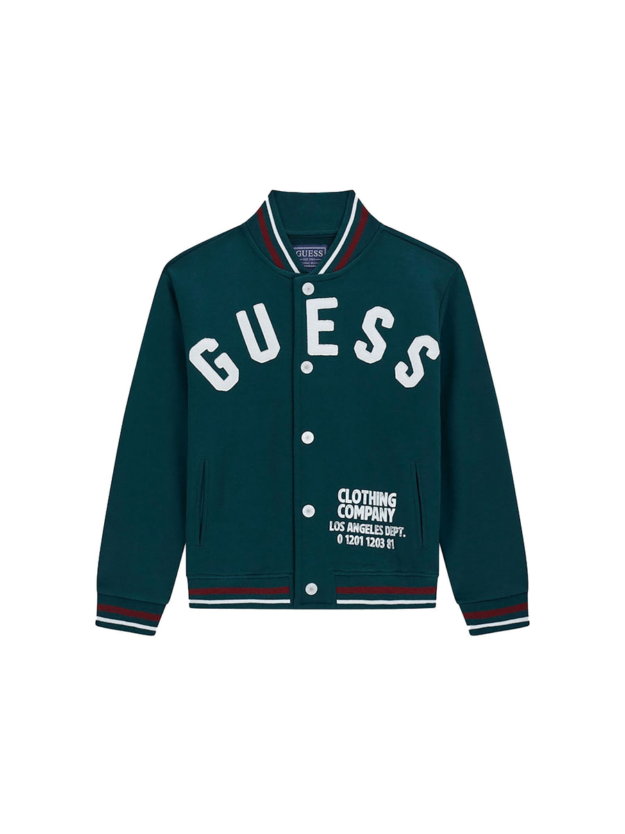 Felpa girocollo Guess bambino bt. stile varsity con logo verde