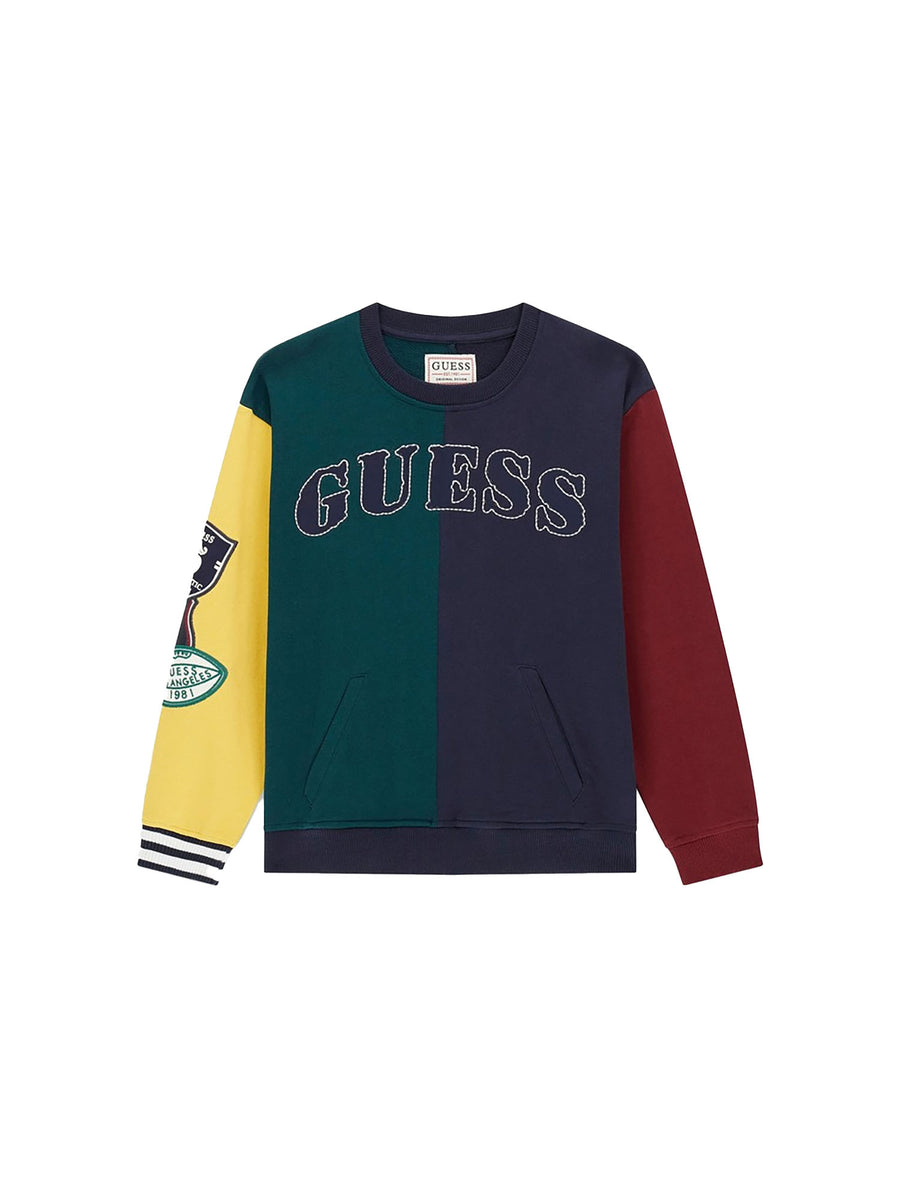 Felpa girocollo Guess bambino color block multicolor