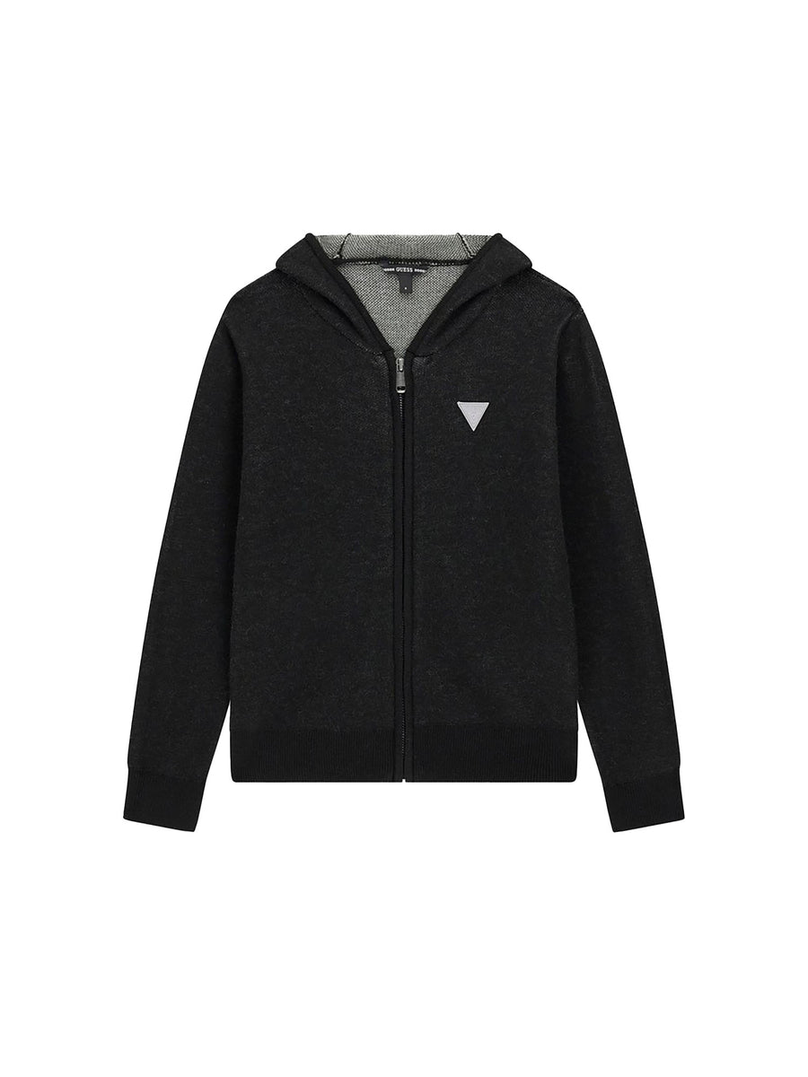 Cardigan con zip Guess bambino capp. con logo nero