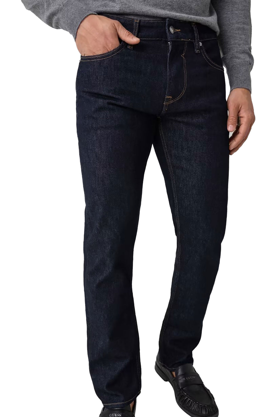 Jeans Guess uomo Finnley con gamba ampia e tasche posteriori denim nero
