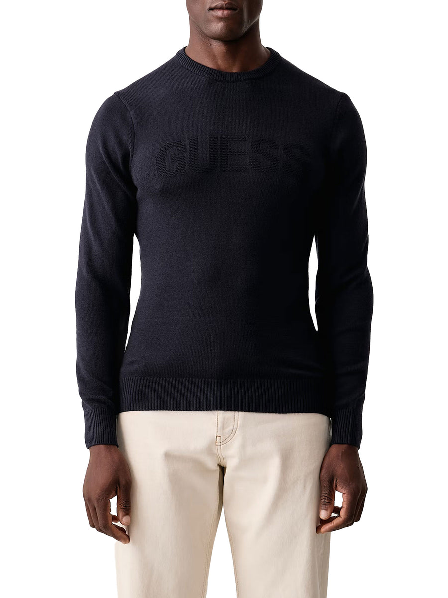 Maglia Guess uomo Noburo girocollo dalla linea essenziale blu