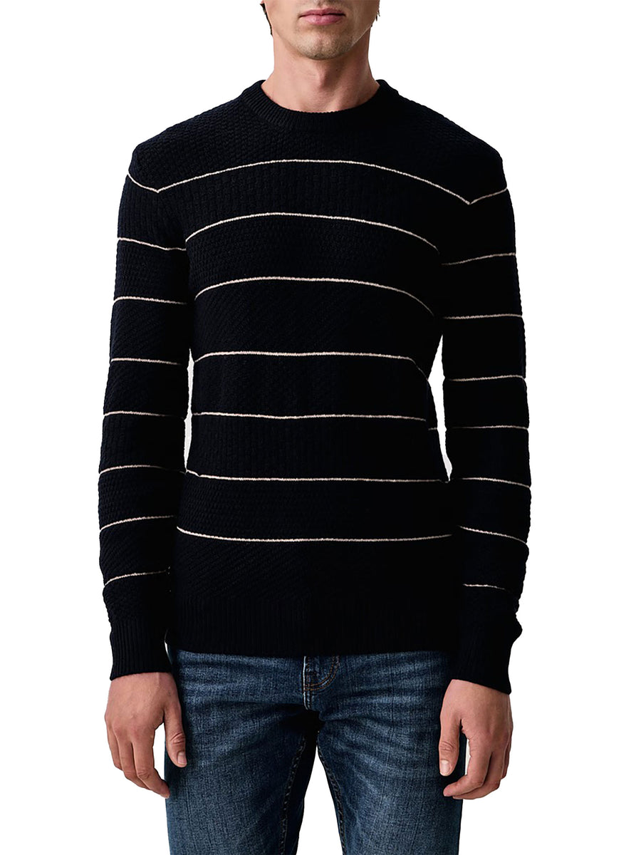 Maglia Guess uomo Norval girocollo a righe sottili blu