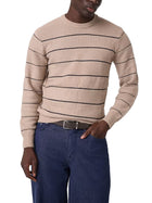 Maglia Guess uomo Norval girocollo a righe sottili beige