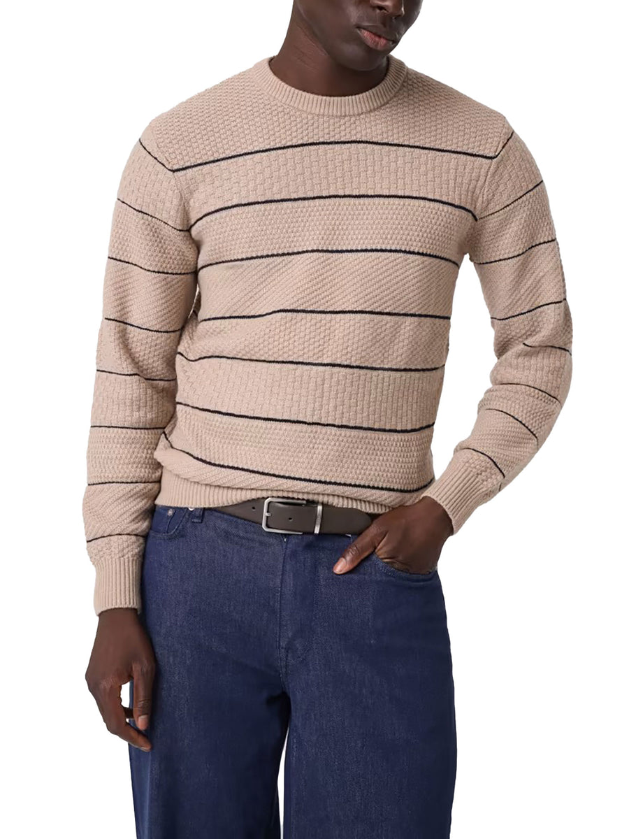 Maglia Guess uomo Norval girocollo a righe sottili beige