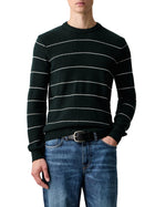 Maglia Guess uomo Norval girocollo a righe sottili verde