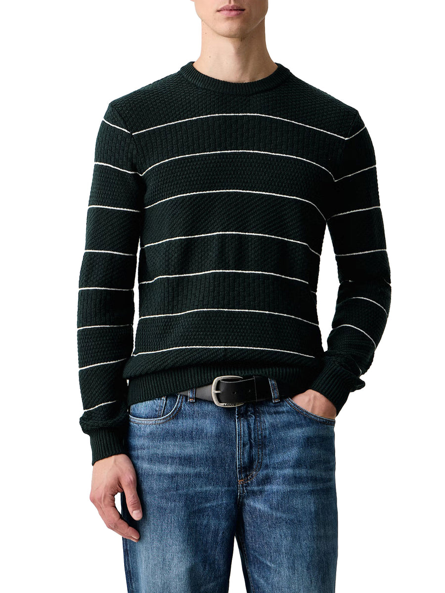 Maglia Guess uomo Norval girocollo a righe sottili verde