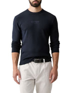 Maglia Guess uomo Mason girocollo con scritta logo sul petto blu
