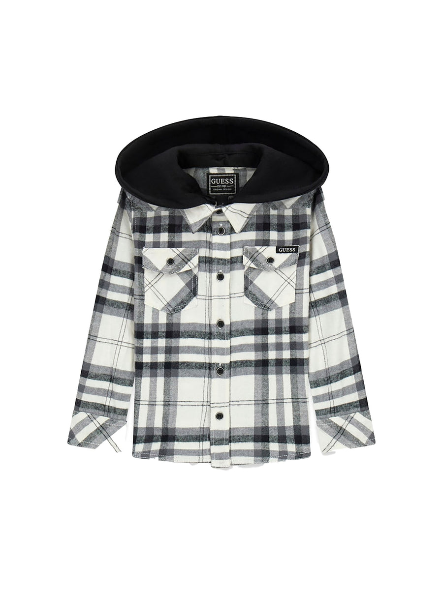 Giubbotto corto Guess bambino overshirt capp. check flannel