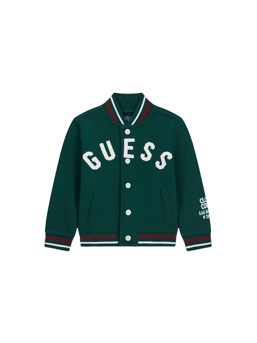 Bomber Guess bambino Varsity in felpa con logo verde