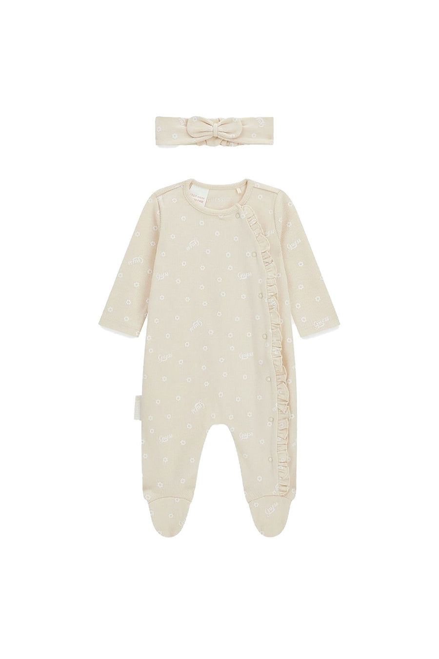 Completo due pezzi Guess neonata compl. 2 pz. (tutina+cerchietto) beige