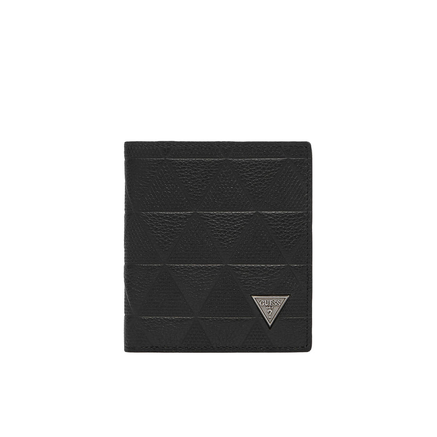Portafoglio Guess uomo Torino verticale con motivo geometrico nero