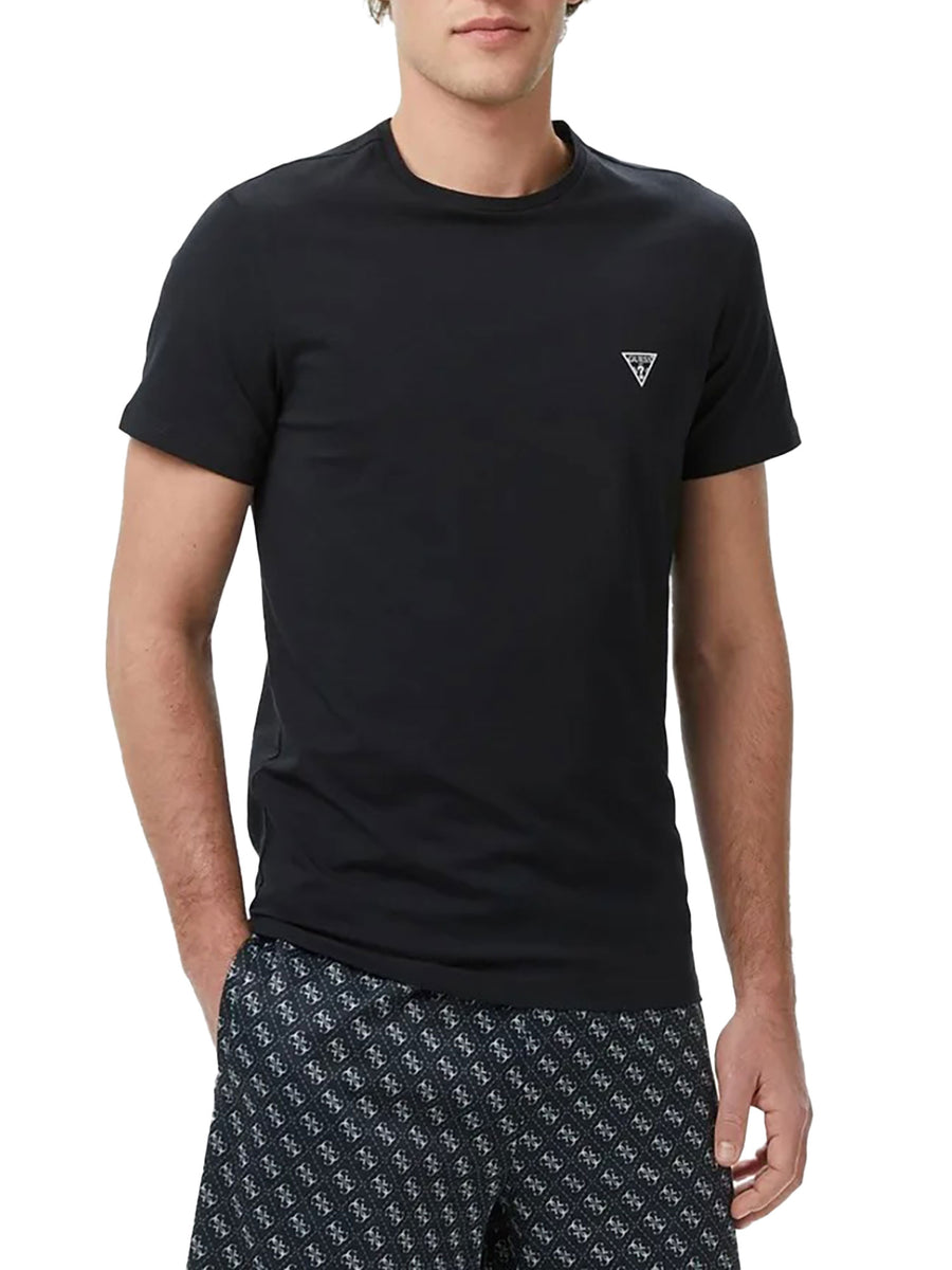 T-shirt Guess uomo Caleb Hero girocollo con piccolo logo triangolare nero