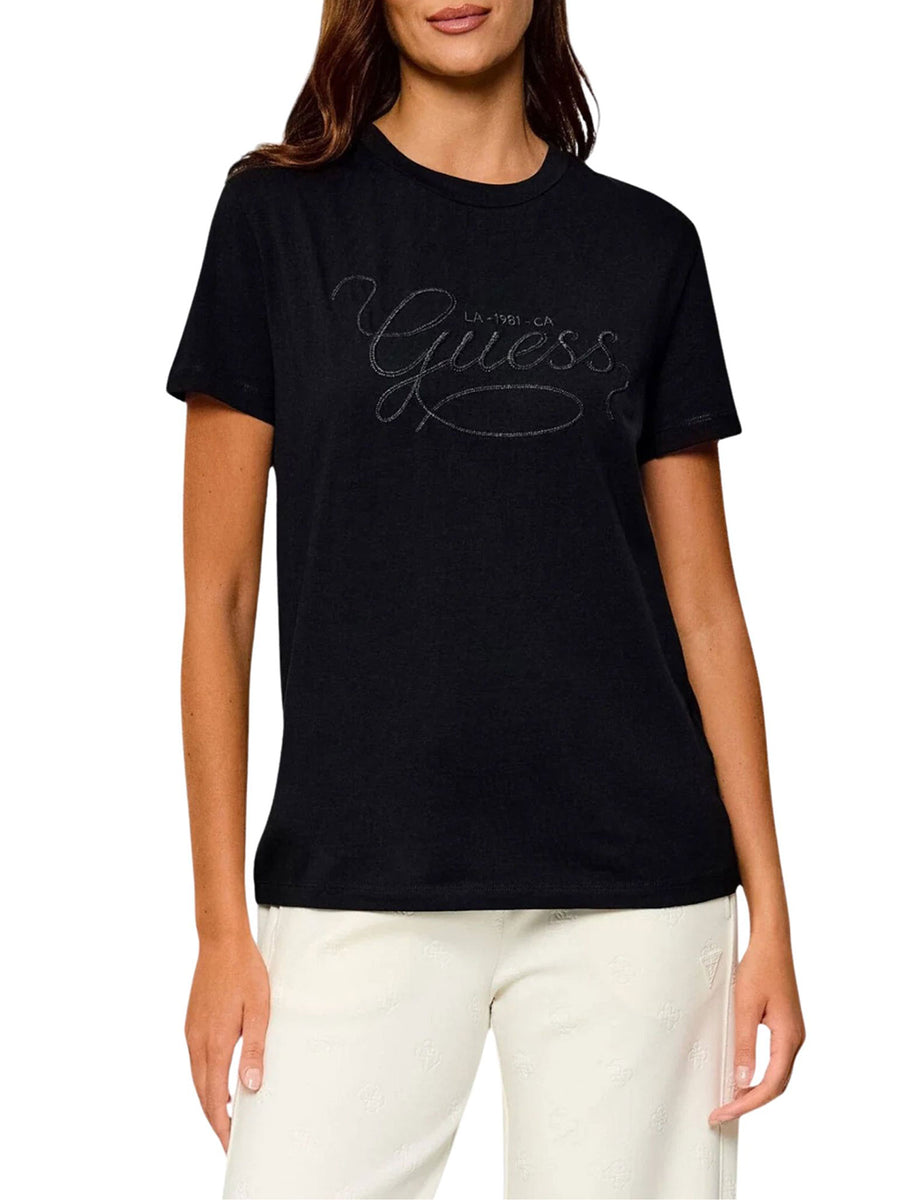 T-shirt Guess donna Syrma Nero