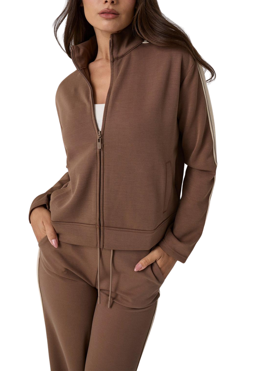Felpa Guess donna Merope con zip color taupe