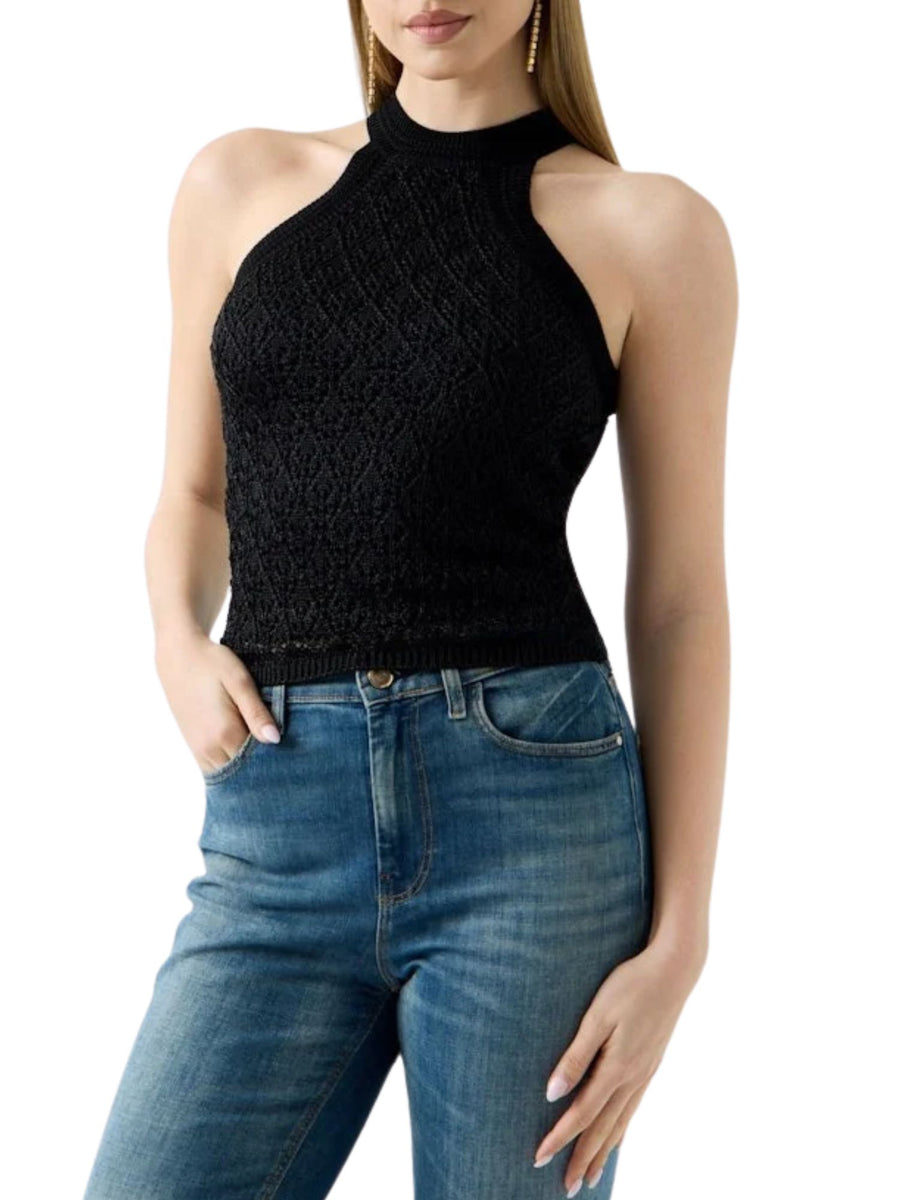 Top Guess donna Pointelle stitch serina Nero